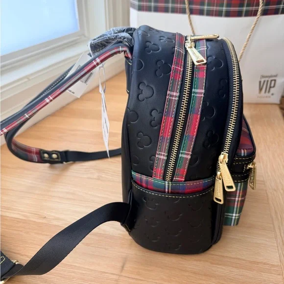 Loungefly Disney VIP Tour Plaid Mini Backpack with Gold Accents - new with tags